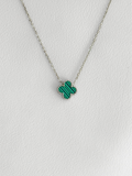 Collar Silver Green Clover