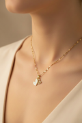 Collar Doble Corazón White & Gold