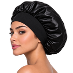 Gorro de Satén Negro para Dormir y Proteger el Cabello