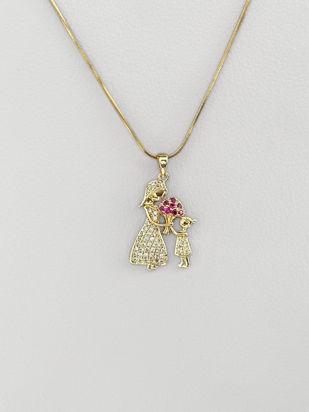 Collar Mamá e Hija Dorado de Acero