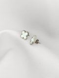 Aretes Silver White Clover