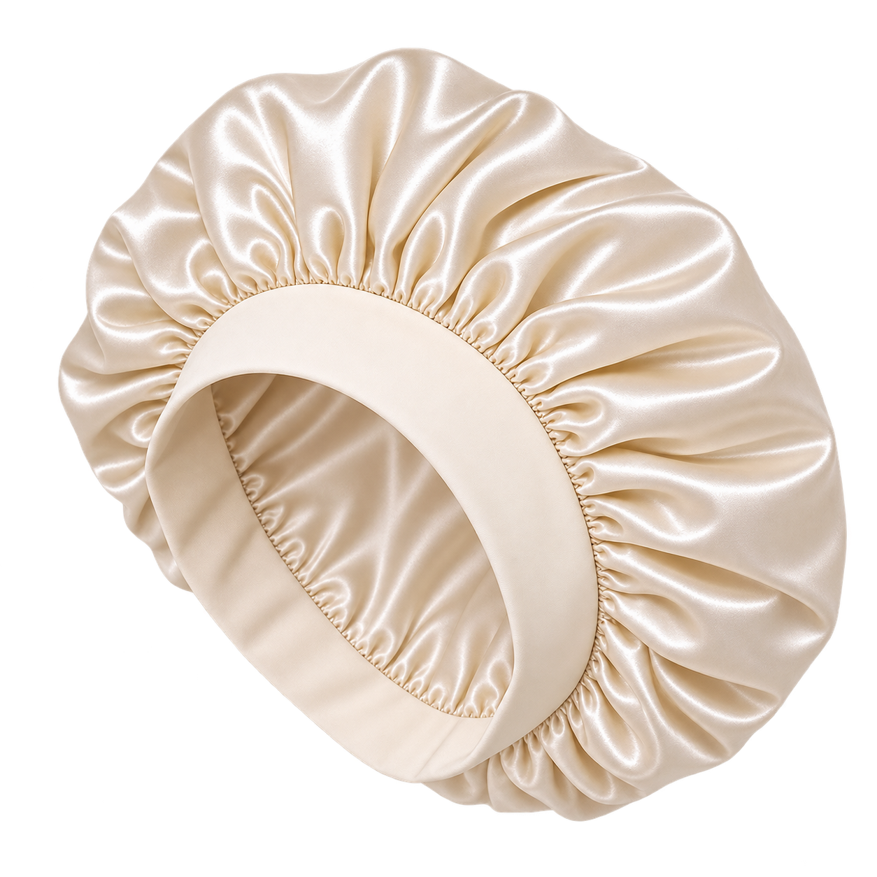 Gorro de Satén beige para Dormir y Proteger el Cabello