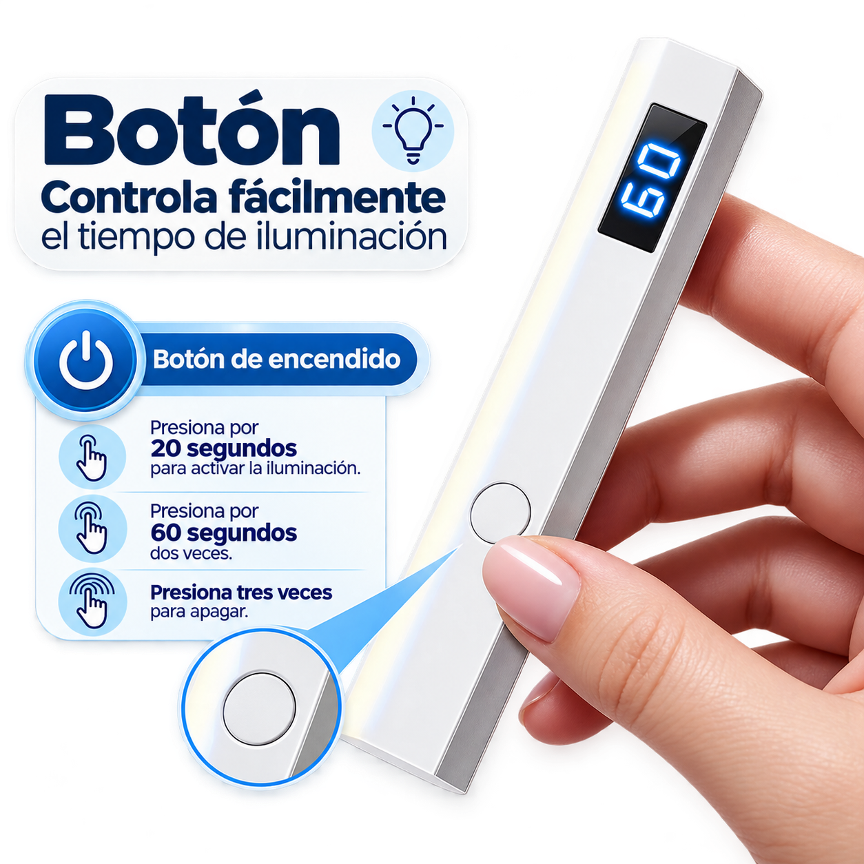 Lámpara UV/LED para Uñas Portátil 20s/60s