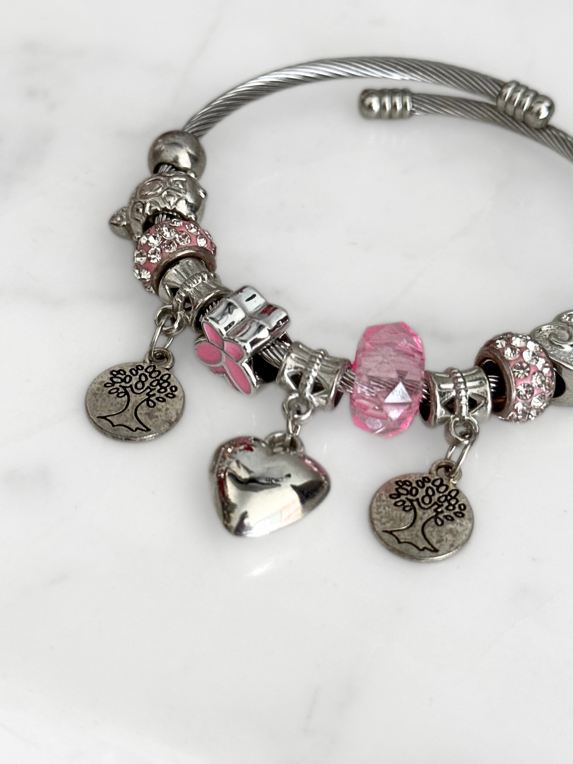 Pulsera Encanto Rosa Árbol de la Vida