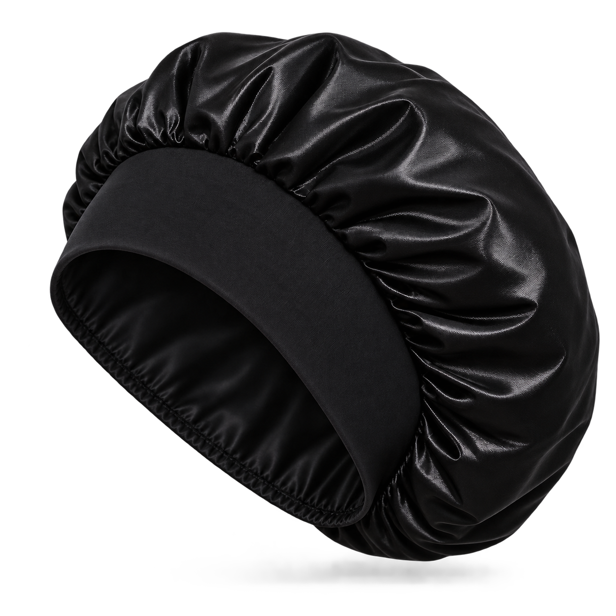 Gorro de Satén Negro para Dormir y Proteger el Cabello