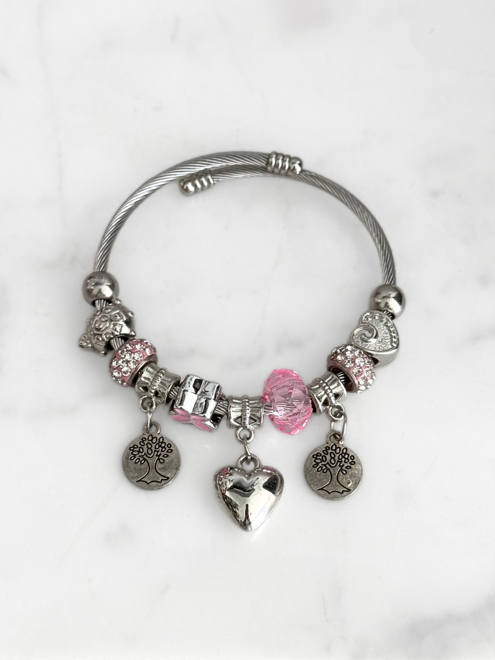 Pulsera Encanto Rosa Árbol de la Vida
