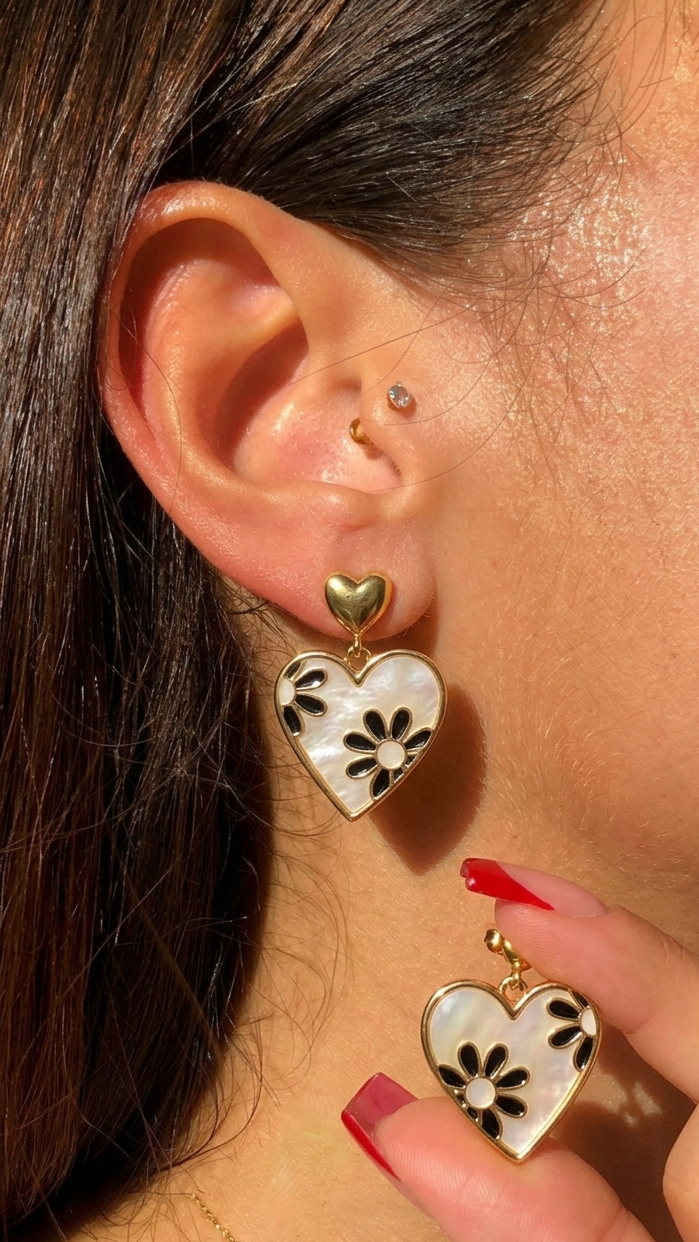 Aretes Heart Bloom Duo