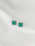 Aretes Silver Green Clover