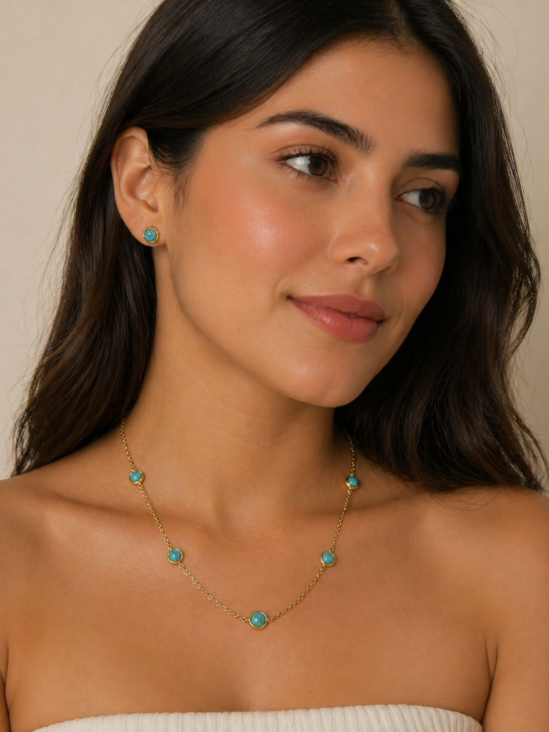 Collar Turquoise Beads Gold