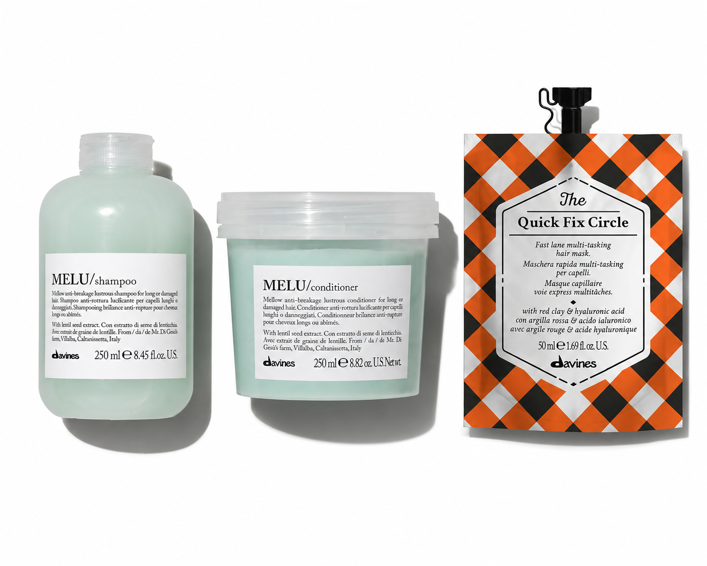 Pack Davines MINU Shampoo 250 ml + Conditioner 250 ml + The Quick Fix Circle 50 ml | Protección del Color e Hidratación Instantánea