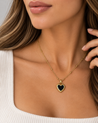 Collar Corazón Dual de Acero Inoxidable Dorado Doble Cara|Braja Joyeria