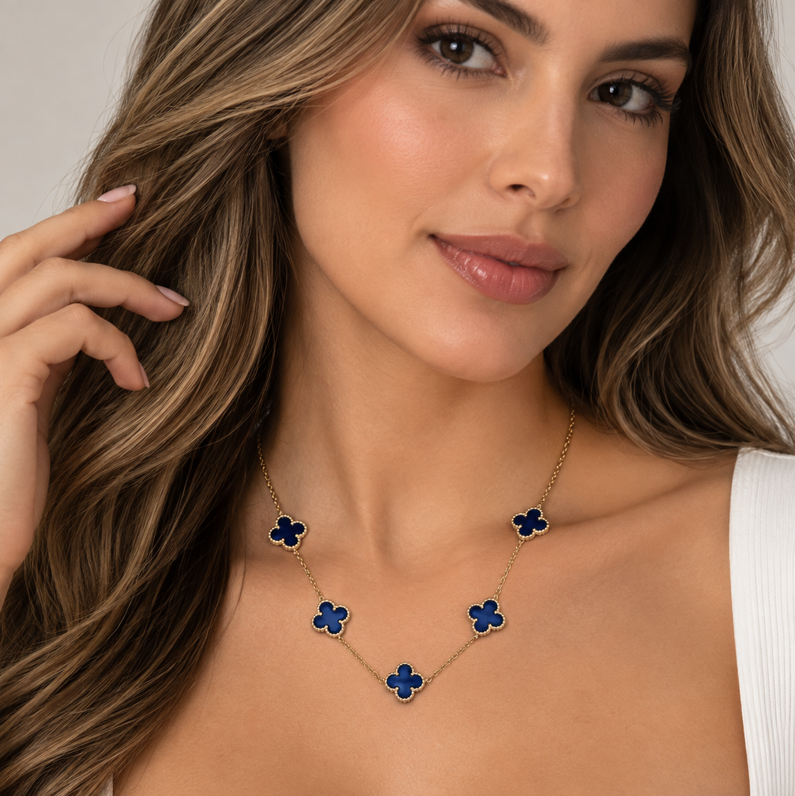 Collar Trébol Azul Luxe en Acero 316L