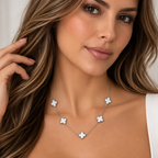 Collar Triple Clover White| Braja Joyería