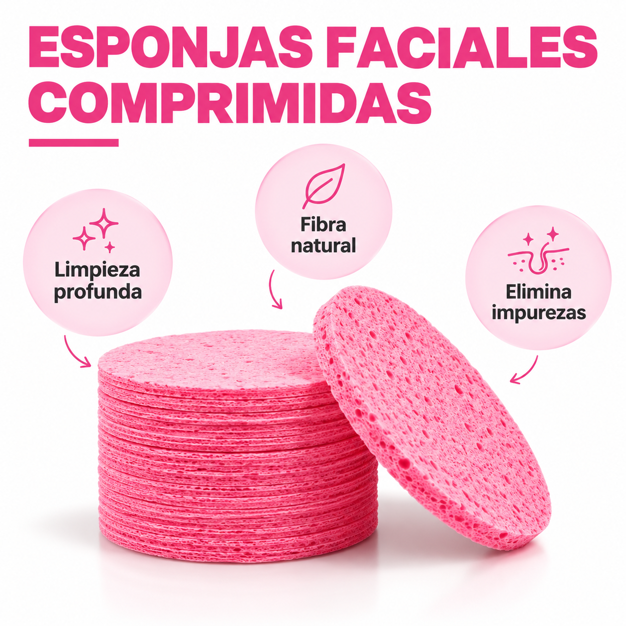 Pack x3 Esponjas Faciales Comprimidas | Limpieza y Exfoliación