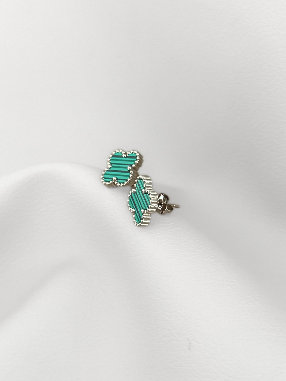 Aretes Silver Green Clover