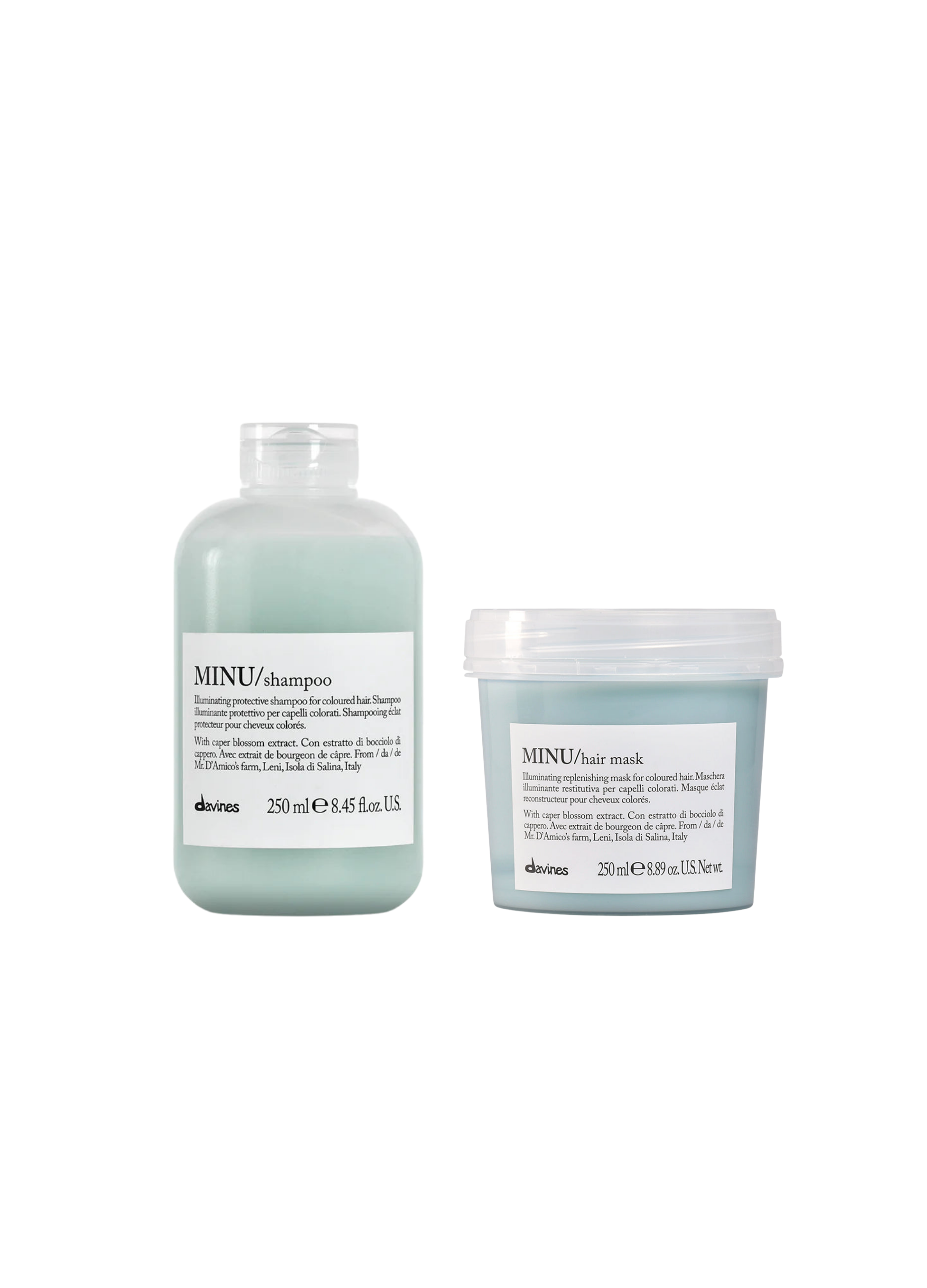 Davines MINU Pack
Davines MINU Shampoo 250 ml
Davines MINU Hair Mask 250 ml
pack Davines MINU
shampoo para cabello teñido
mascarilla para cabello teñido
Davines MINU Perú