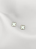 Aretes Silver White Clover