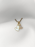 Collar Doble Corazón White & Gold