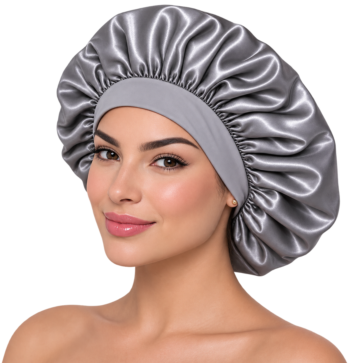Gorro de Satén plateado para Dormir y Proteger el Cabello