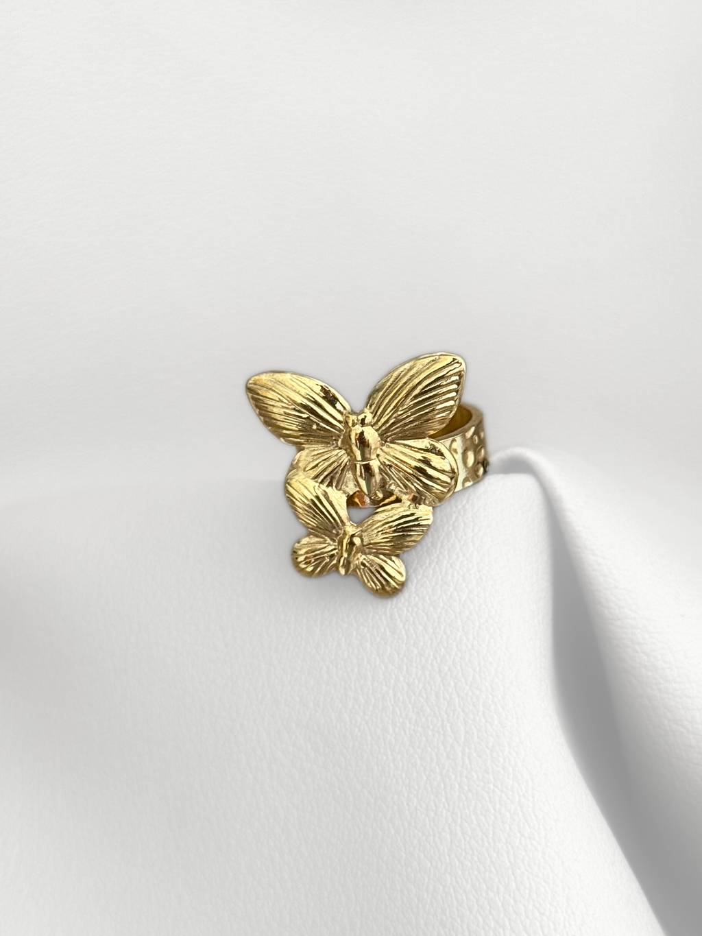 Anillo Dorado Duo Butterfly Regulable