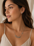 Set Collar y Aretes Flores de Acero Inoxidable Plateado