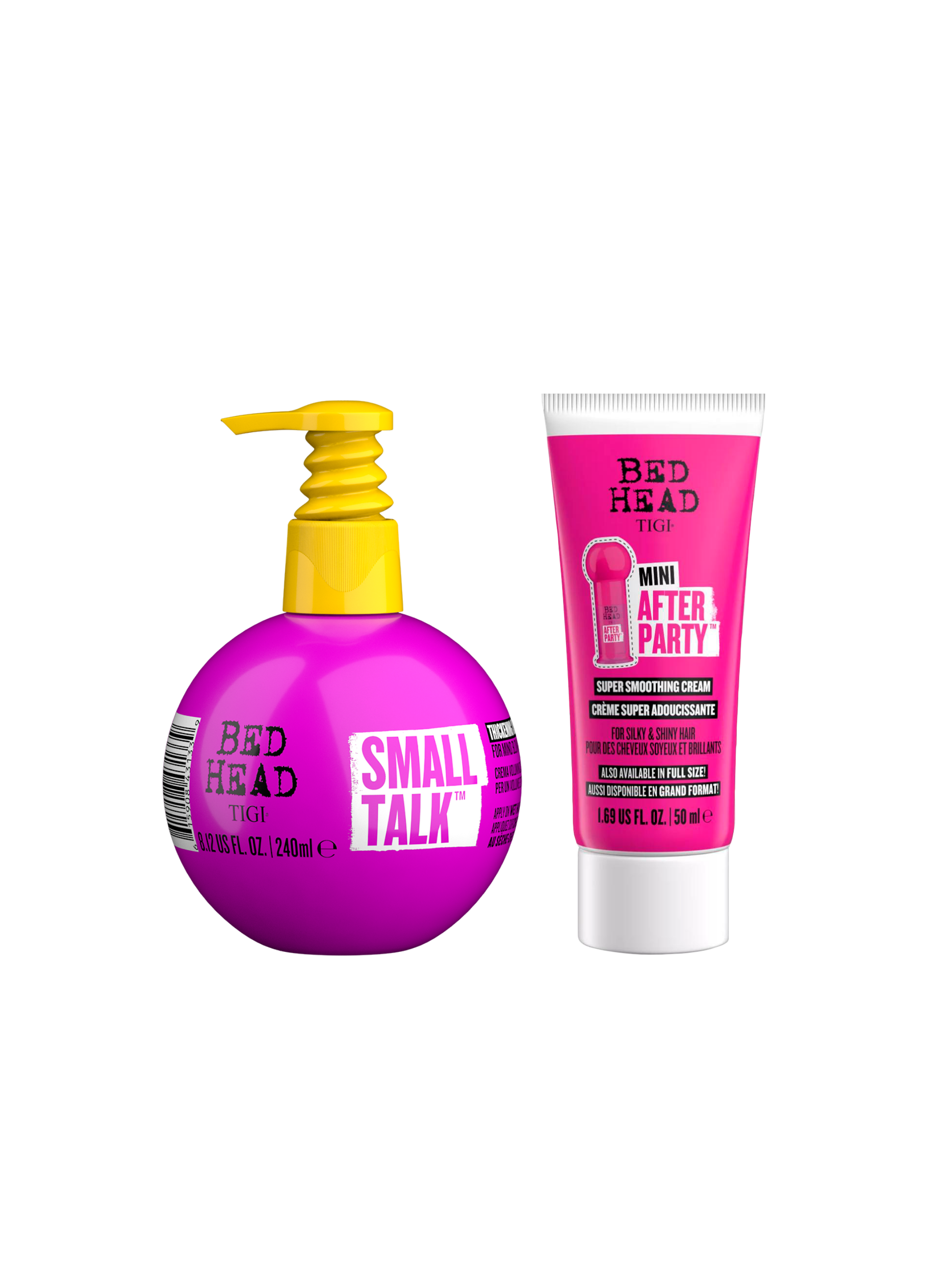 Pack Small Talk 240ml y After party Mini 50ml para Volumen y anti-frizz Tigi Bed Head