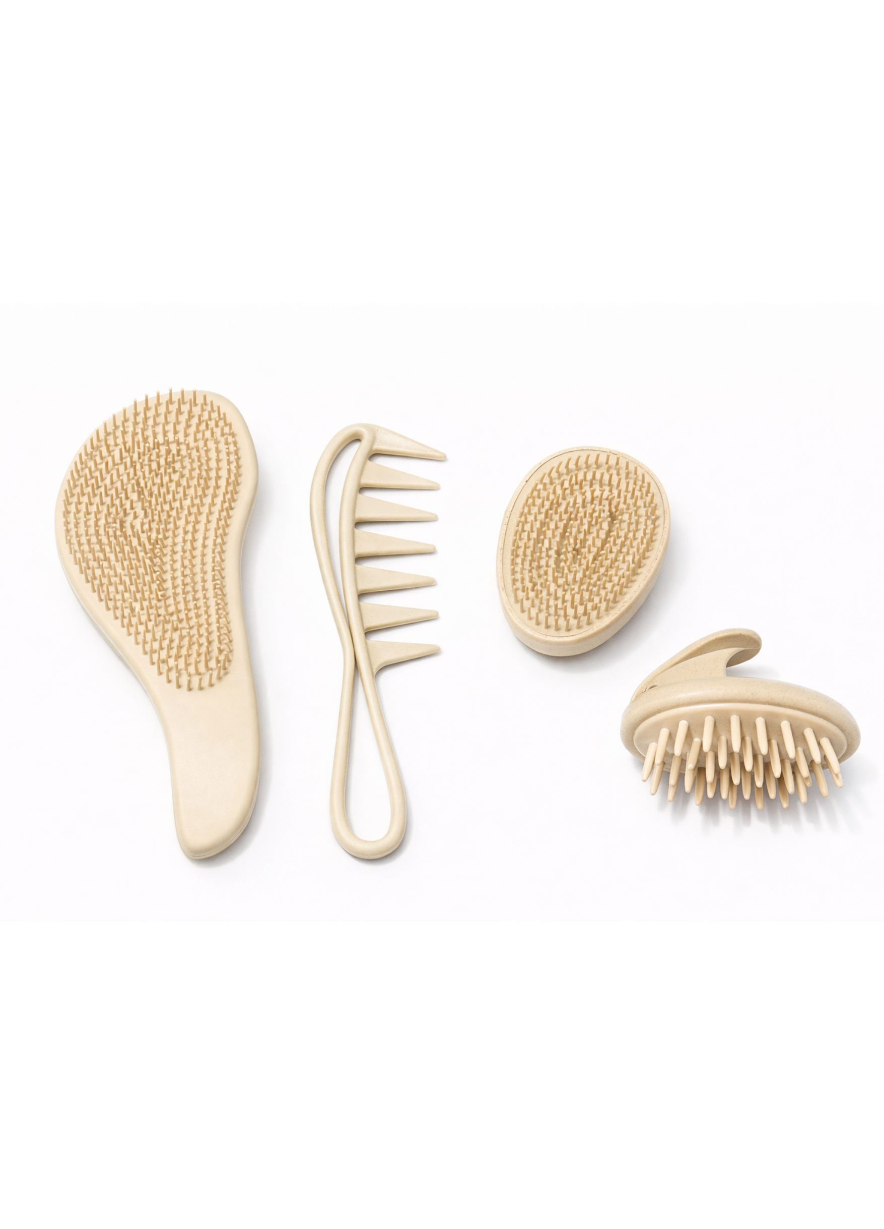Set de Peines Desenredantes de Fibra de Trigo 4 en 1 Antifrizz y Masaje Capilar