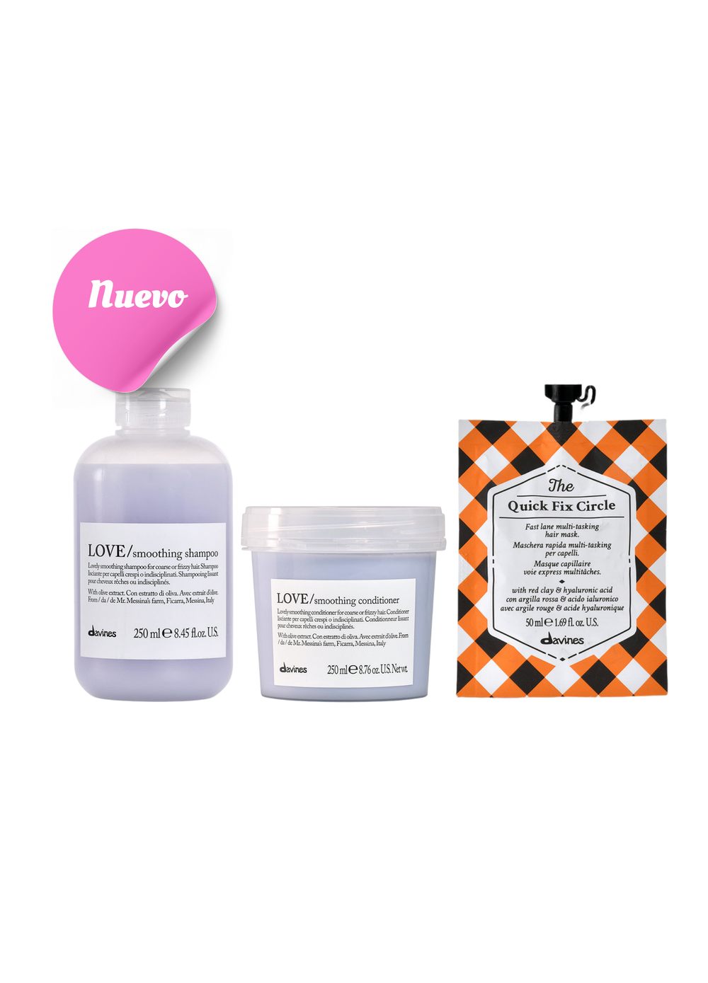 Pack Love Smoothing Anti frizz 250 ml + Mascarilla Rápida Hidratación The Circle | Davines