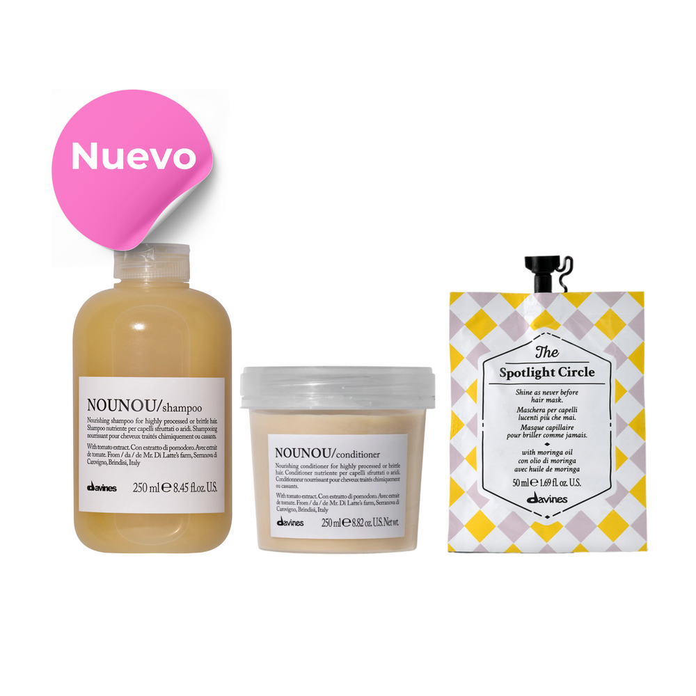 Pack Nounou nutritivo para cabello dañado o post alisado 250ml + Mascarilla Ultra Brillo | Davines