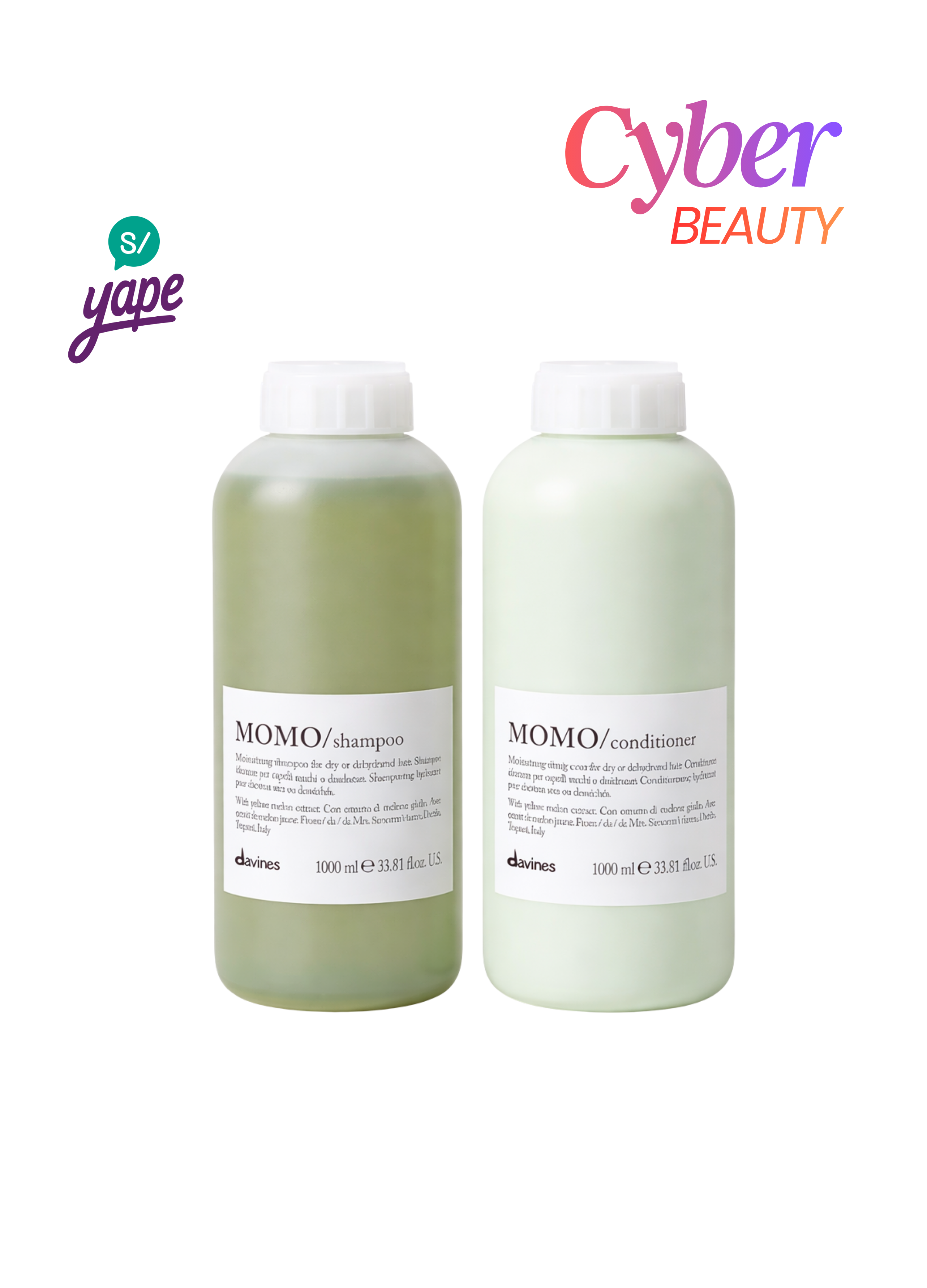 Pack Momo shampoo y acondicionador 1 litro Davines