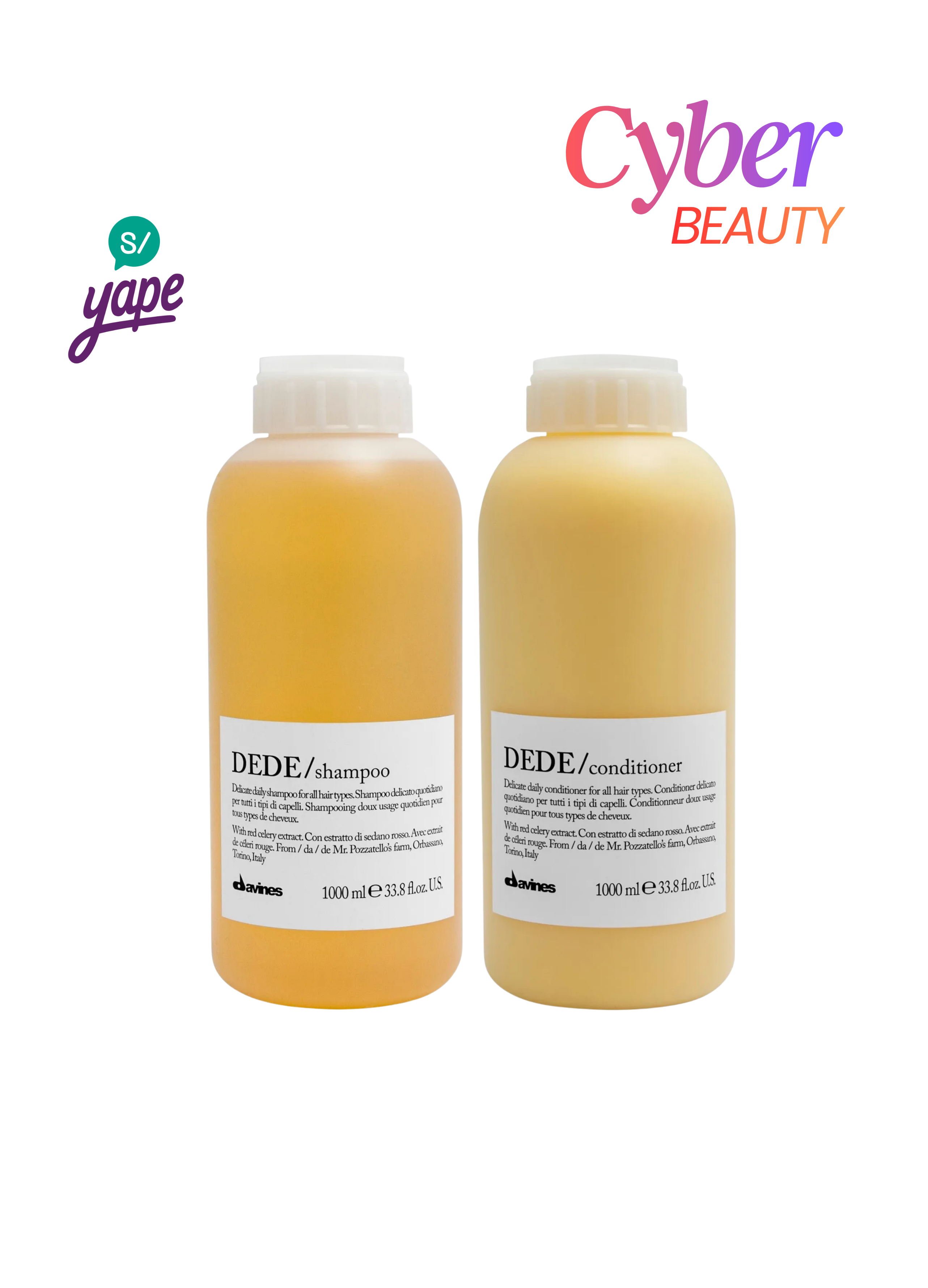 Pack Dede cuidado diario shampoo y acondicionador 1 litro Davines