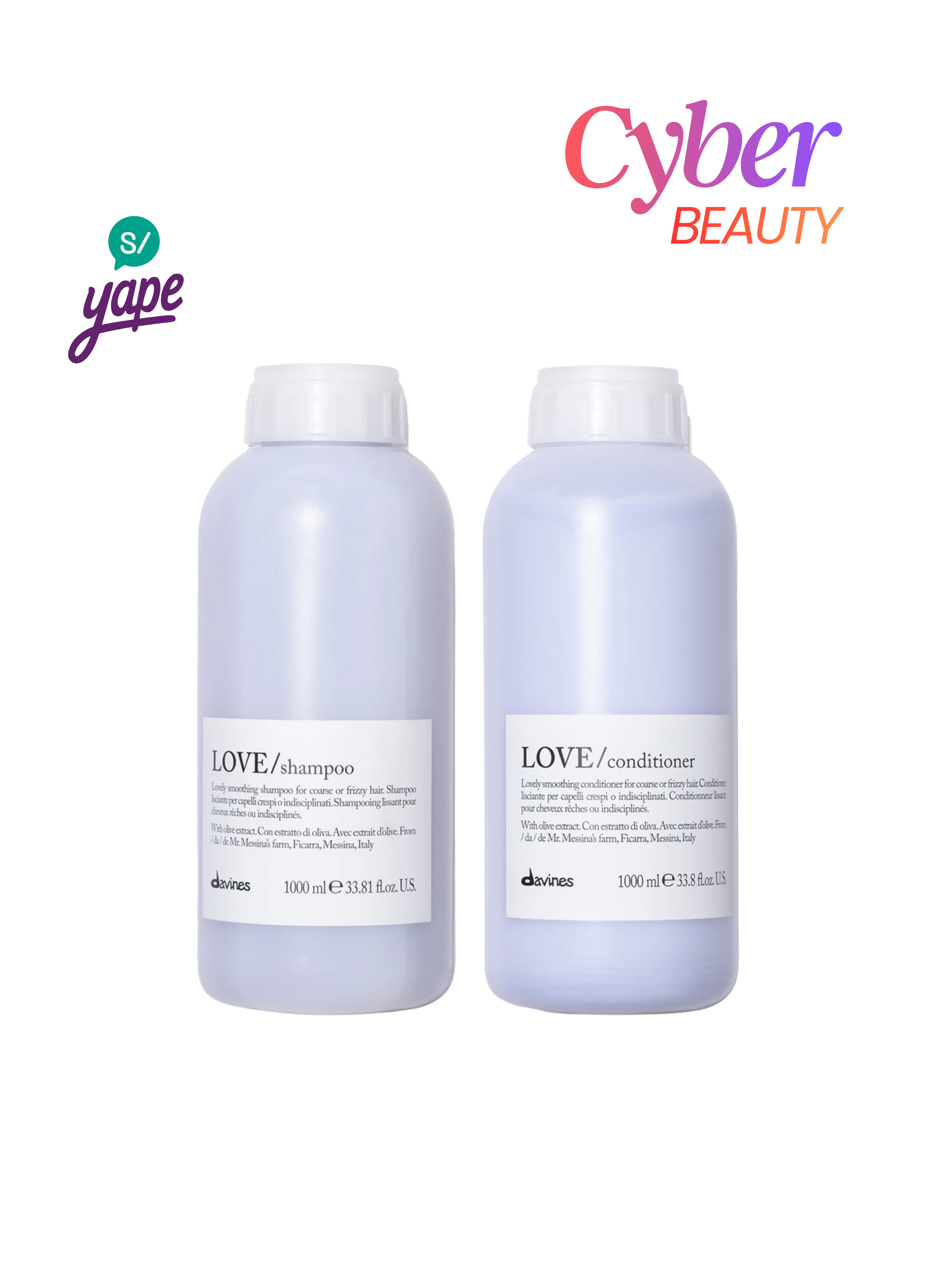 Pack Antifrizz Love Smoothing shampoo y acondicionador 1 litro | Davines