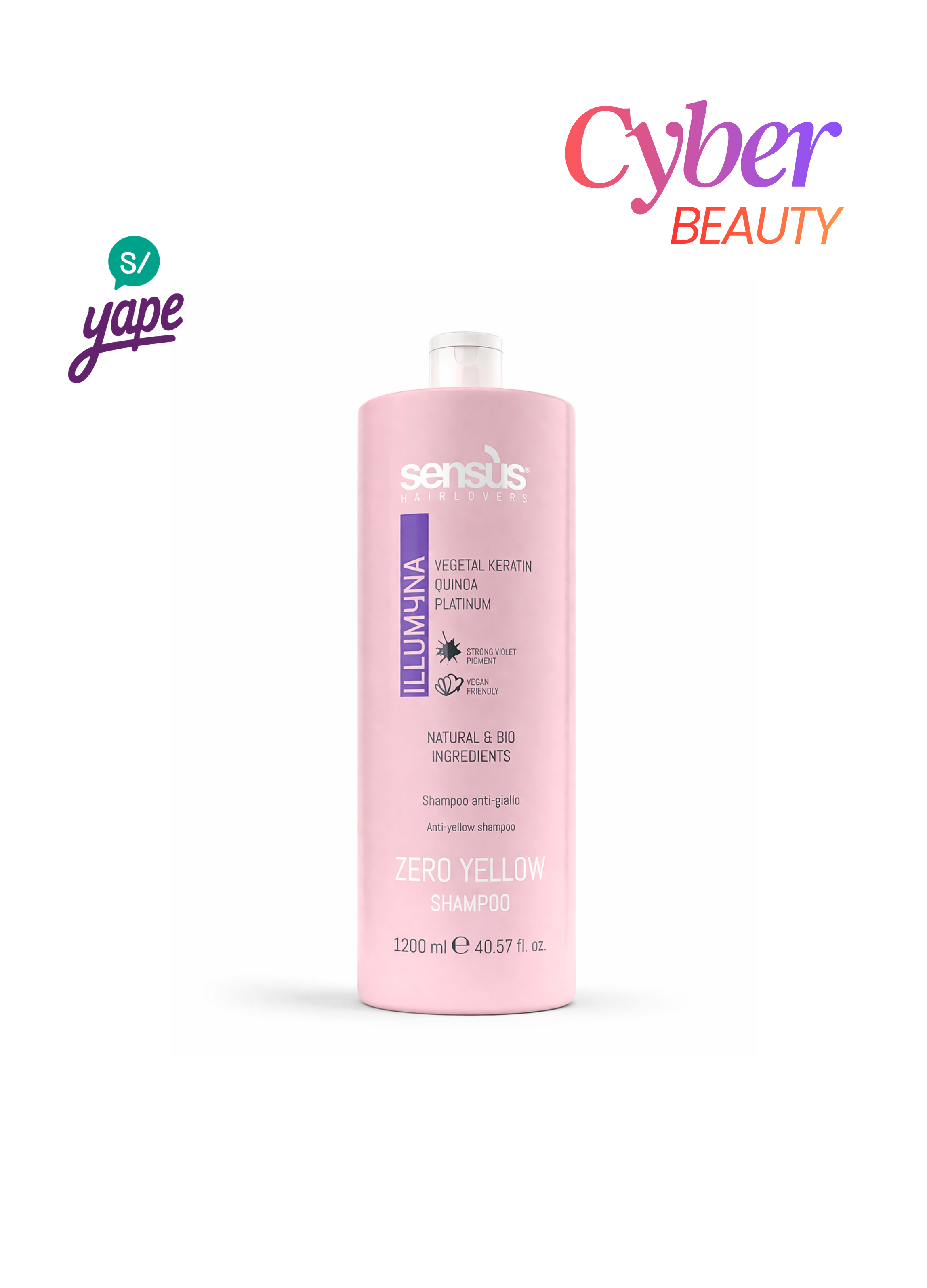 Shampoo Matizador de rubios y grises Zero Yellow 1200 ml Sensus