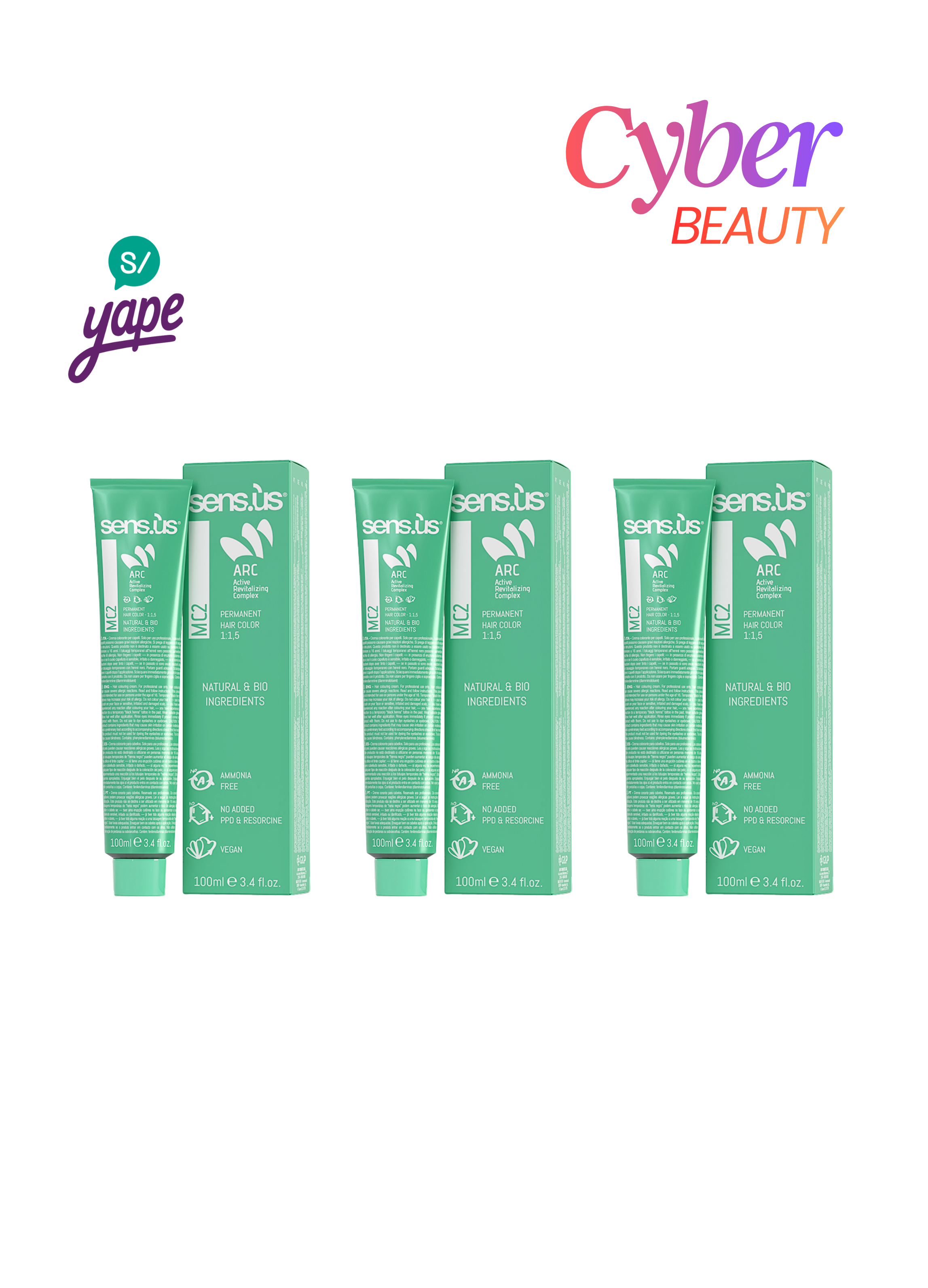 Tinte Vegano Sensus x3 | Sensus Hair Lover