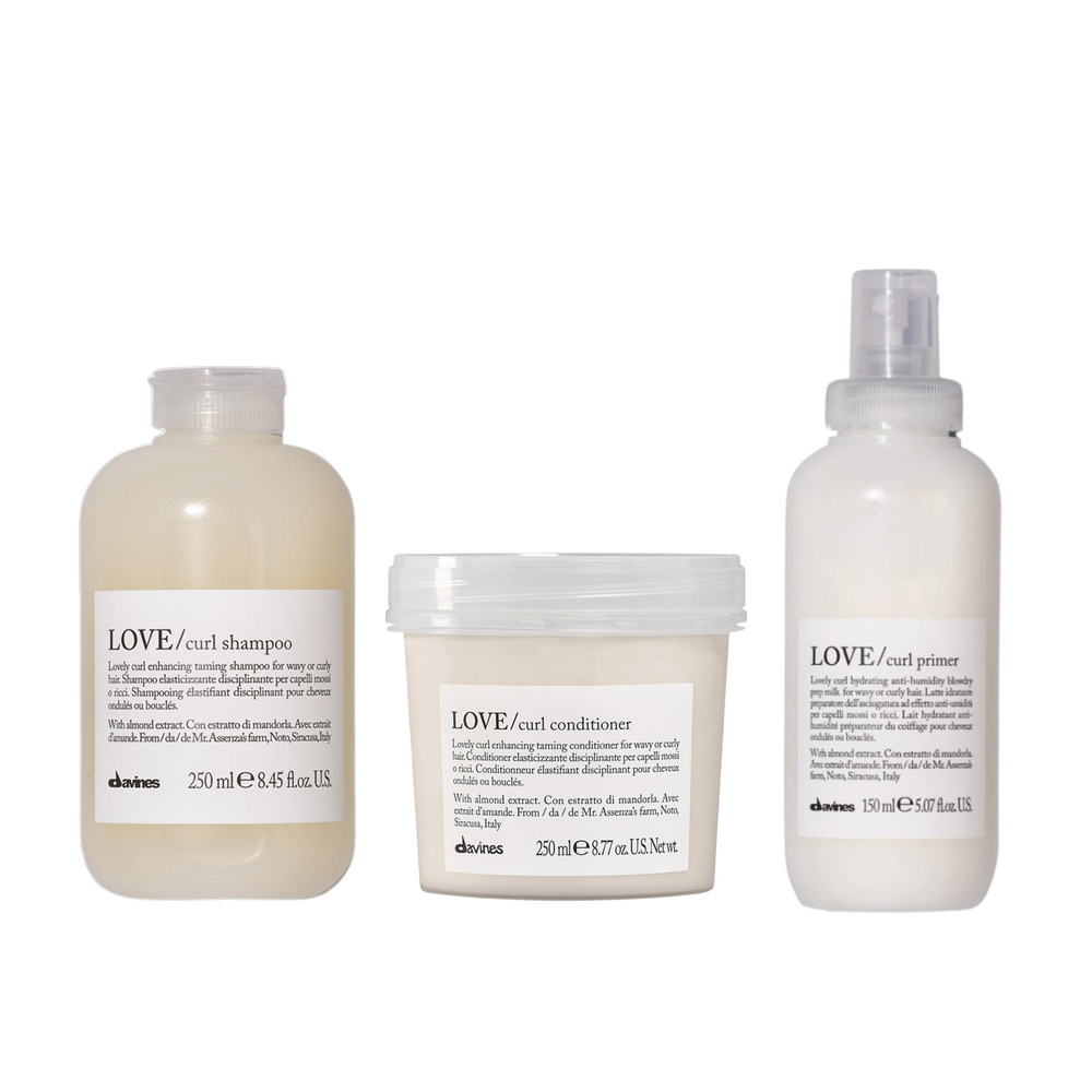 Pack Love Curl Primer Protección térmica Rizos 150ml + Shampoo y acond de 250ml | Davines