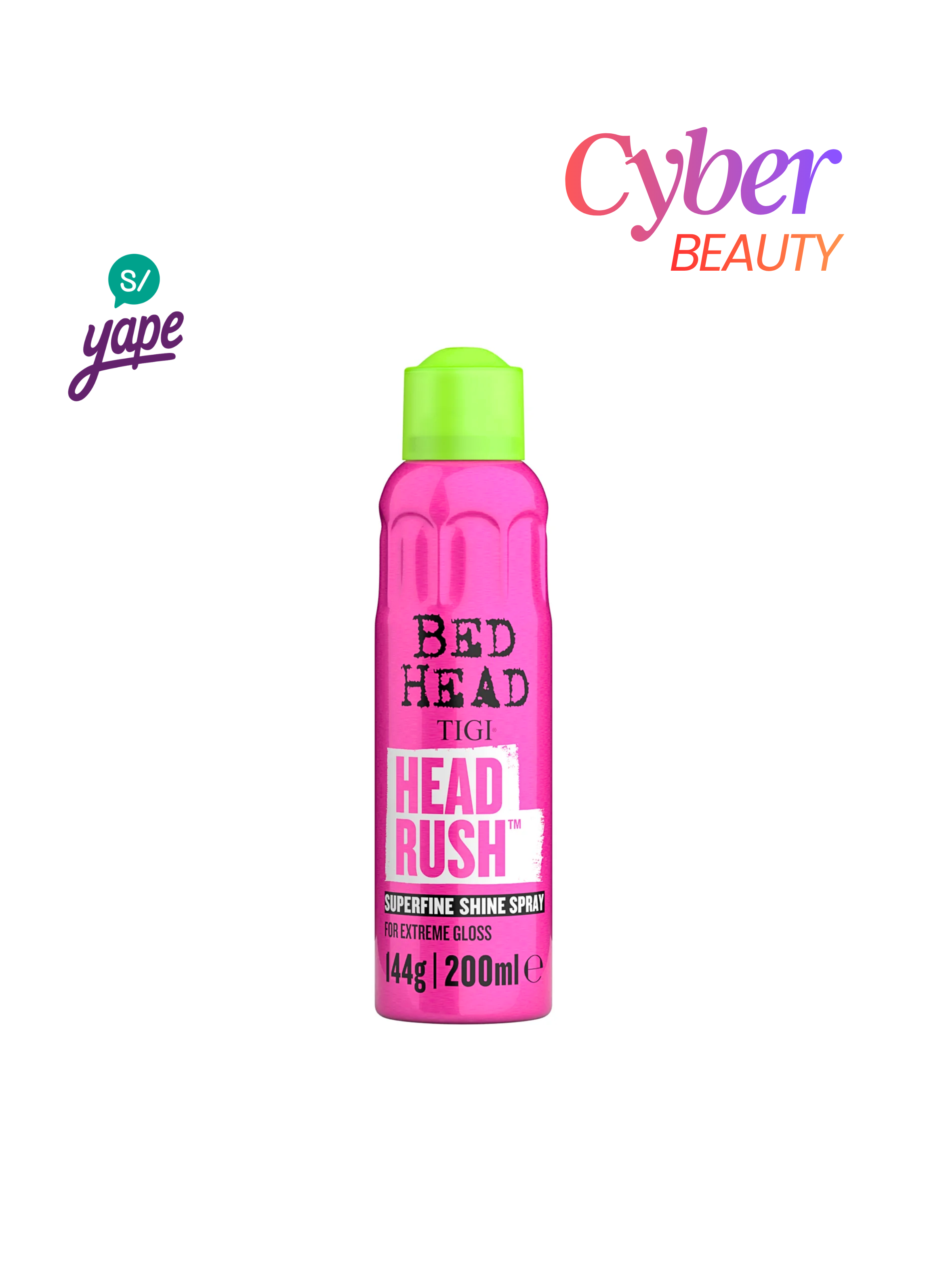 Spray de brillo Head Rush para un cabello suave y brillante Tigi 200ml