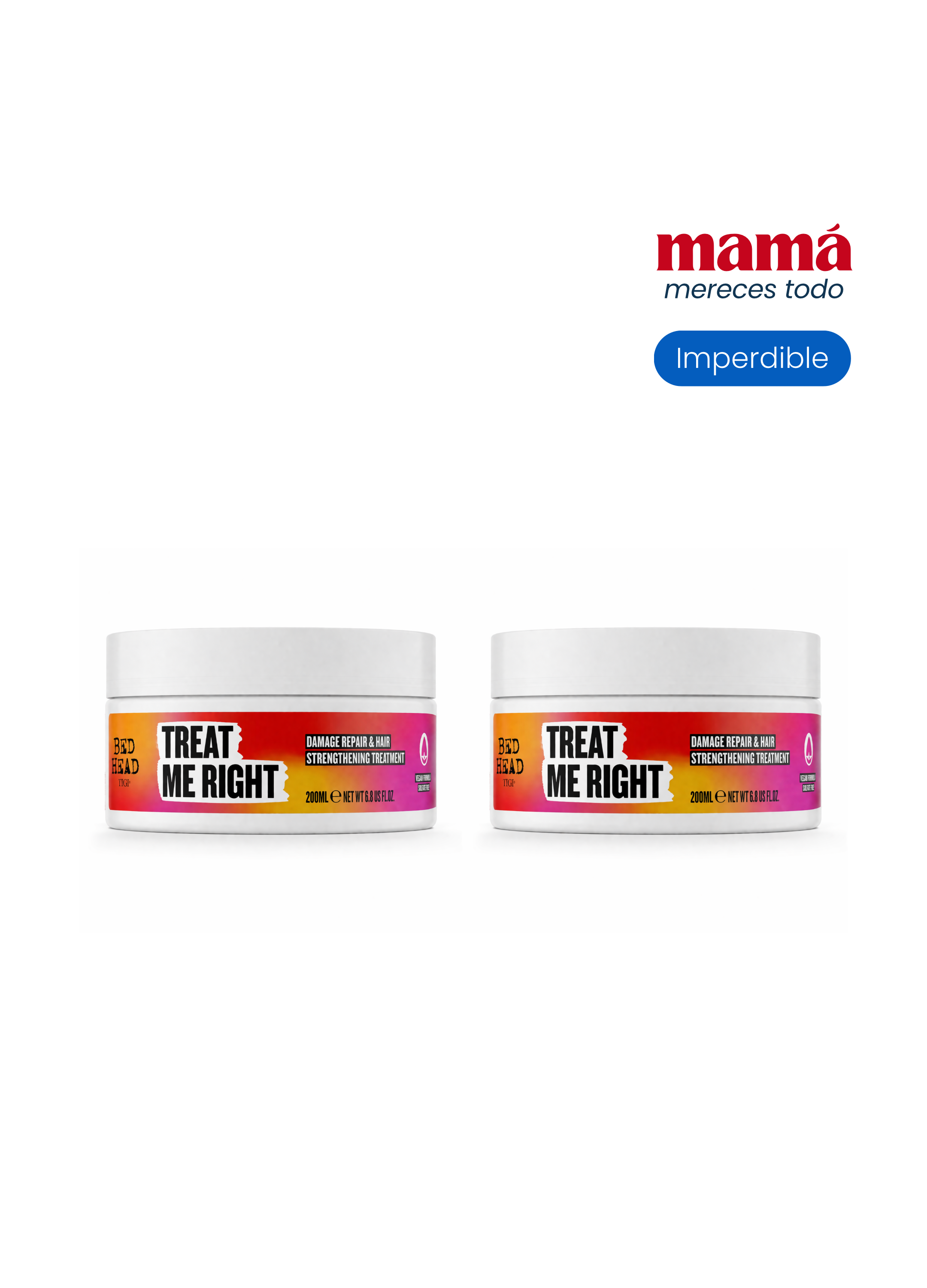 Pack x2 Treat Me Right Mascarilla Reparación 200ml TIGI Bed Head