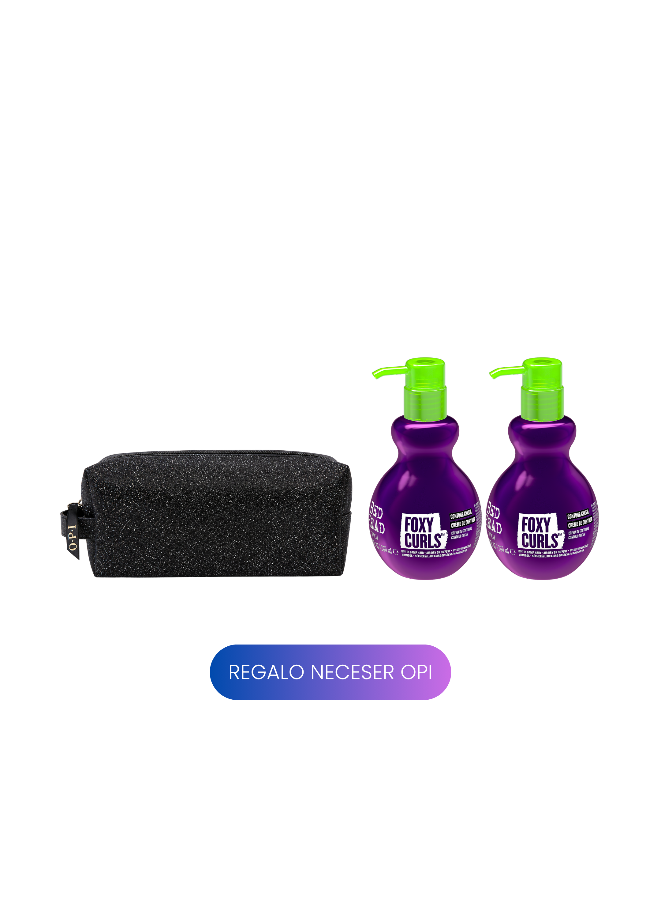 Pack x2 Foxy Curls crema controla y define tus rizos + Regalo neceser OPI | Tigi Bed Head