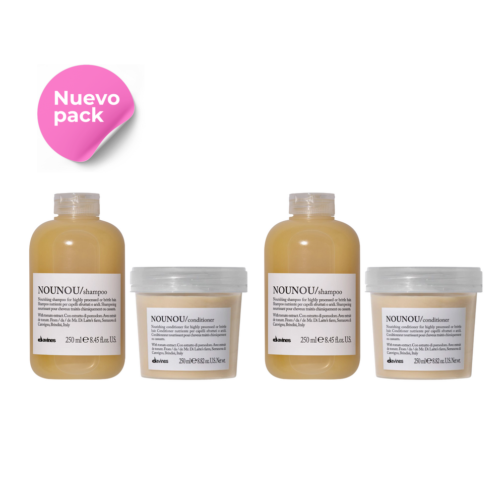 Pack x2 Nounou nutritivo para cabello dañado o post alisado 500 ml | Davines