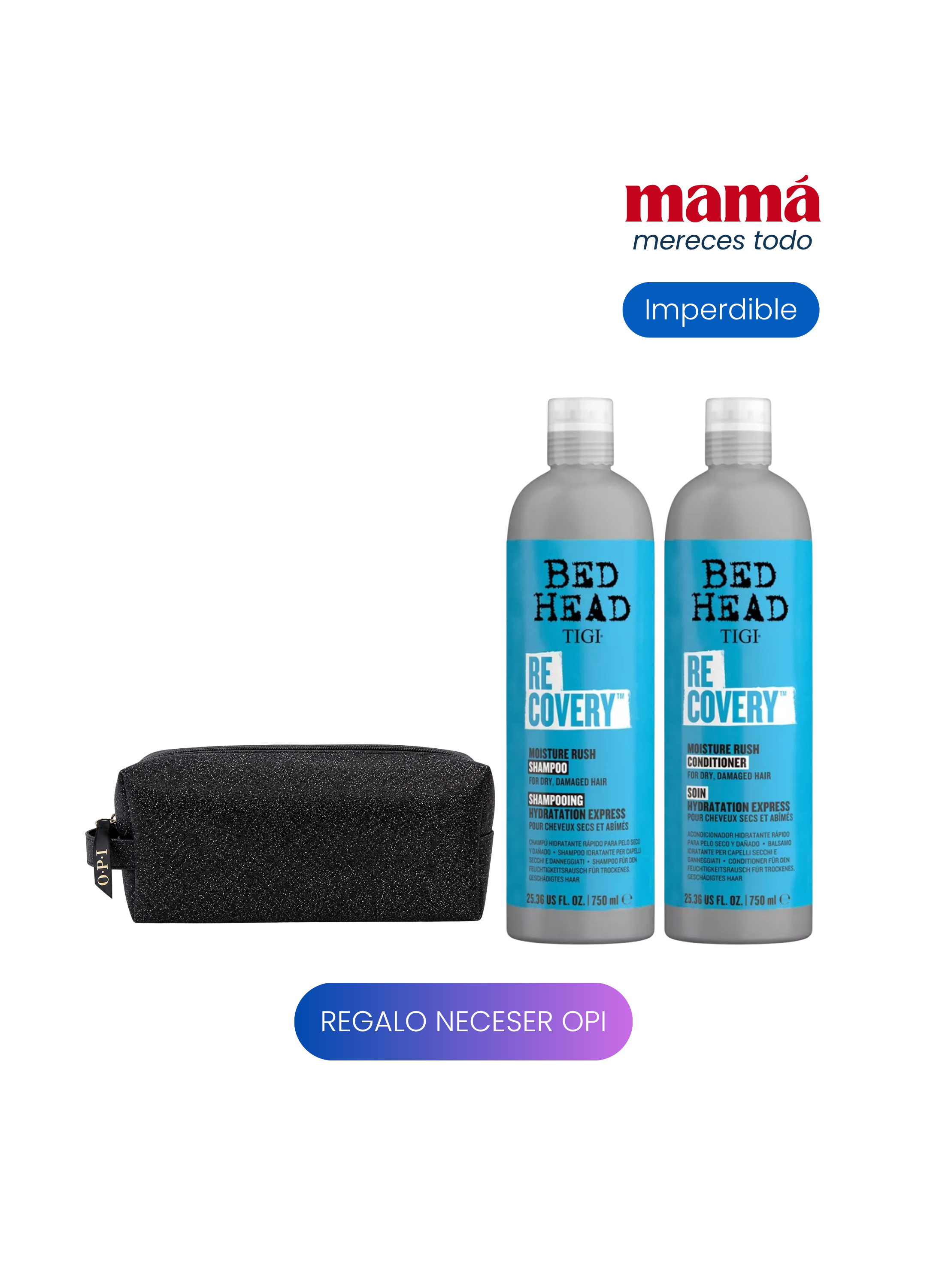 Pack Recovery Hidratación Tigi 750ml + Regalo neceser OPI