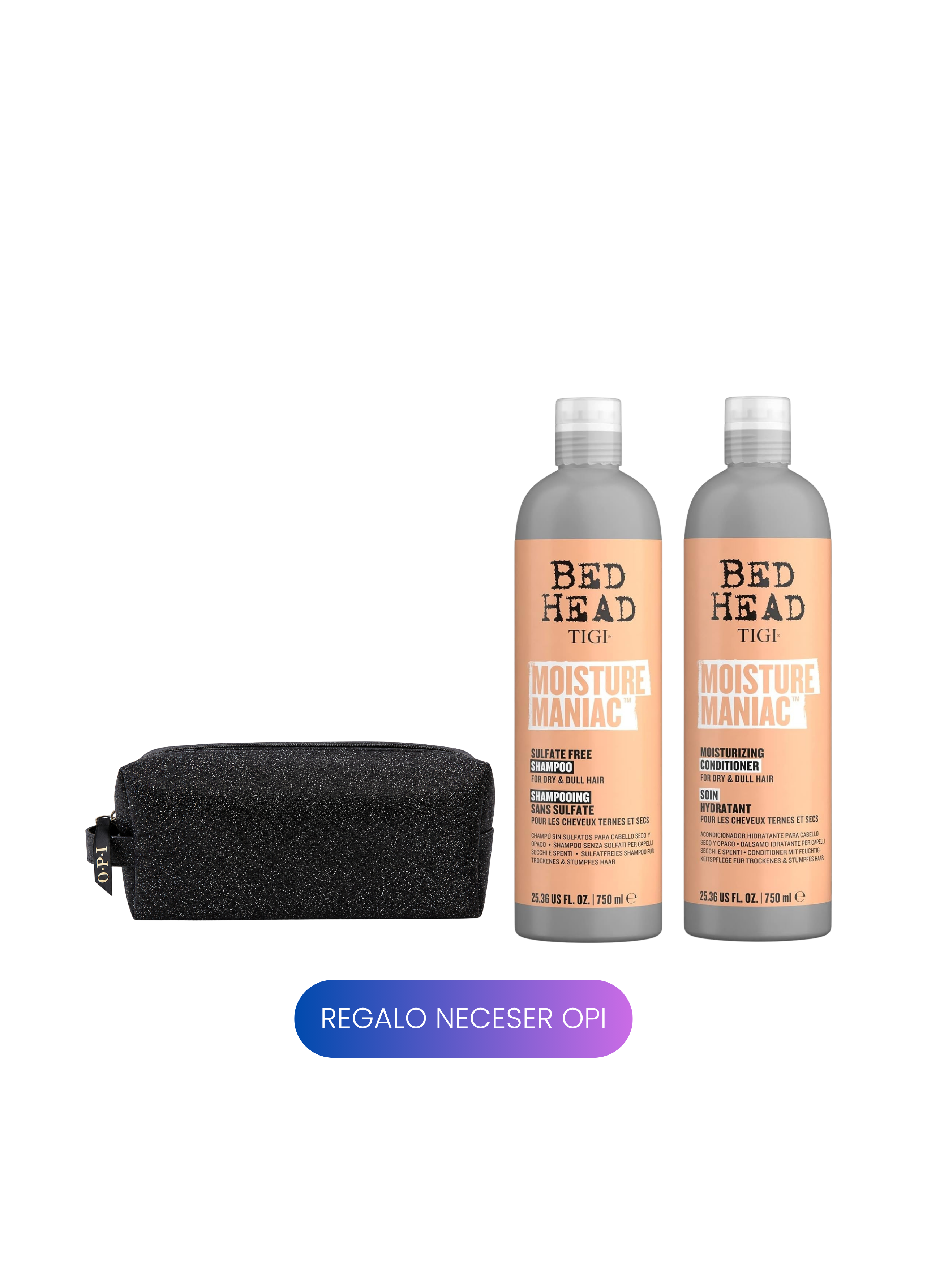 TIGI Bed Head Moisture Maniac Shampoo + Acondicionador + Duo Pack + Neceser OPI de Regalo