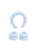 Set Spa Facial Celeste – Vincha Acolchada + Muñequeras Absorbentes para Rutina de Skincare