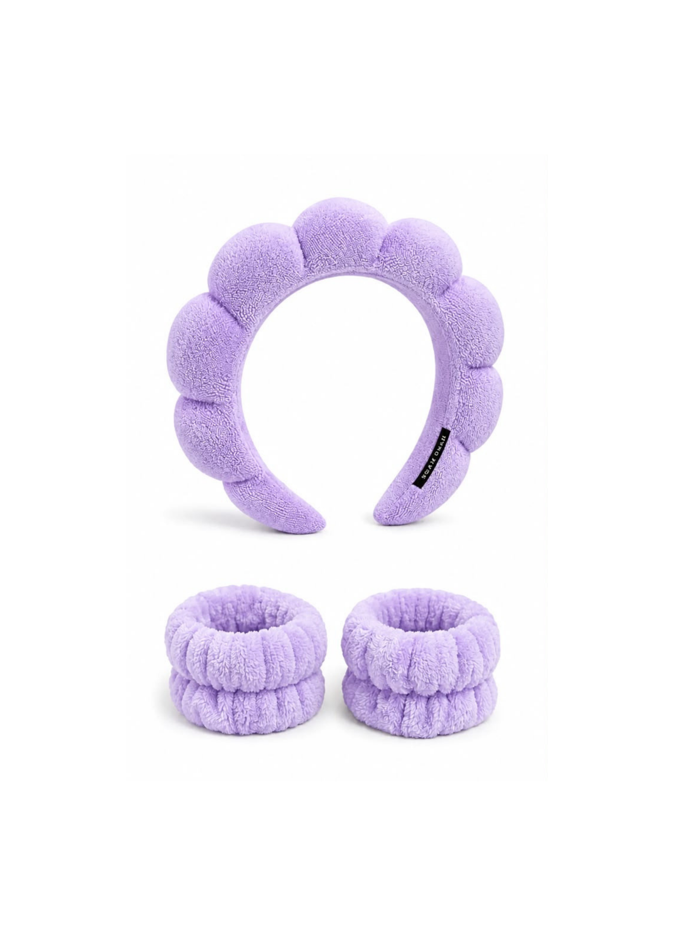 Set Spa Facial Celeste – Vincha Acolchada + Muñequeras Absorbentes para Rutina de Skincare
