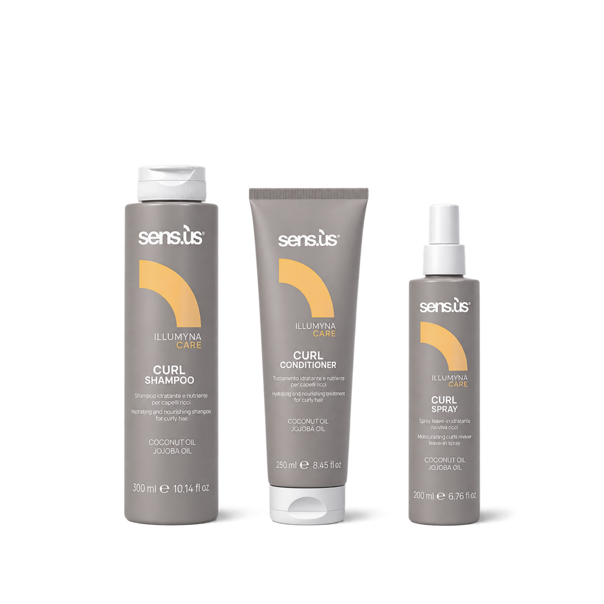 tripack Sensus, pack Sensus Curl, Sensus Illumyna Care Curl, Sensus Curl Shampoo, Sensus Curl Conditioner, Sensus Curl Spray, shampoo para cabello rizado, acondicionador para cabello rizado, spray para rizos, tratamiento para cabello rizado, productos para rizos, productos para cabello ondulado, rutina para cabello rizado, shampoo para cabello ondulado, acondicionador cabello ondulado, spray leave in rizos, definición de rizos, hidratación cabello rizado, nutrición cabello rizado, control del frizz, product