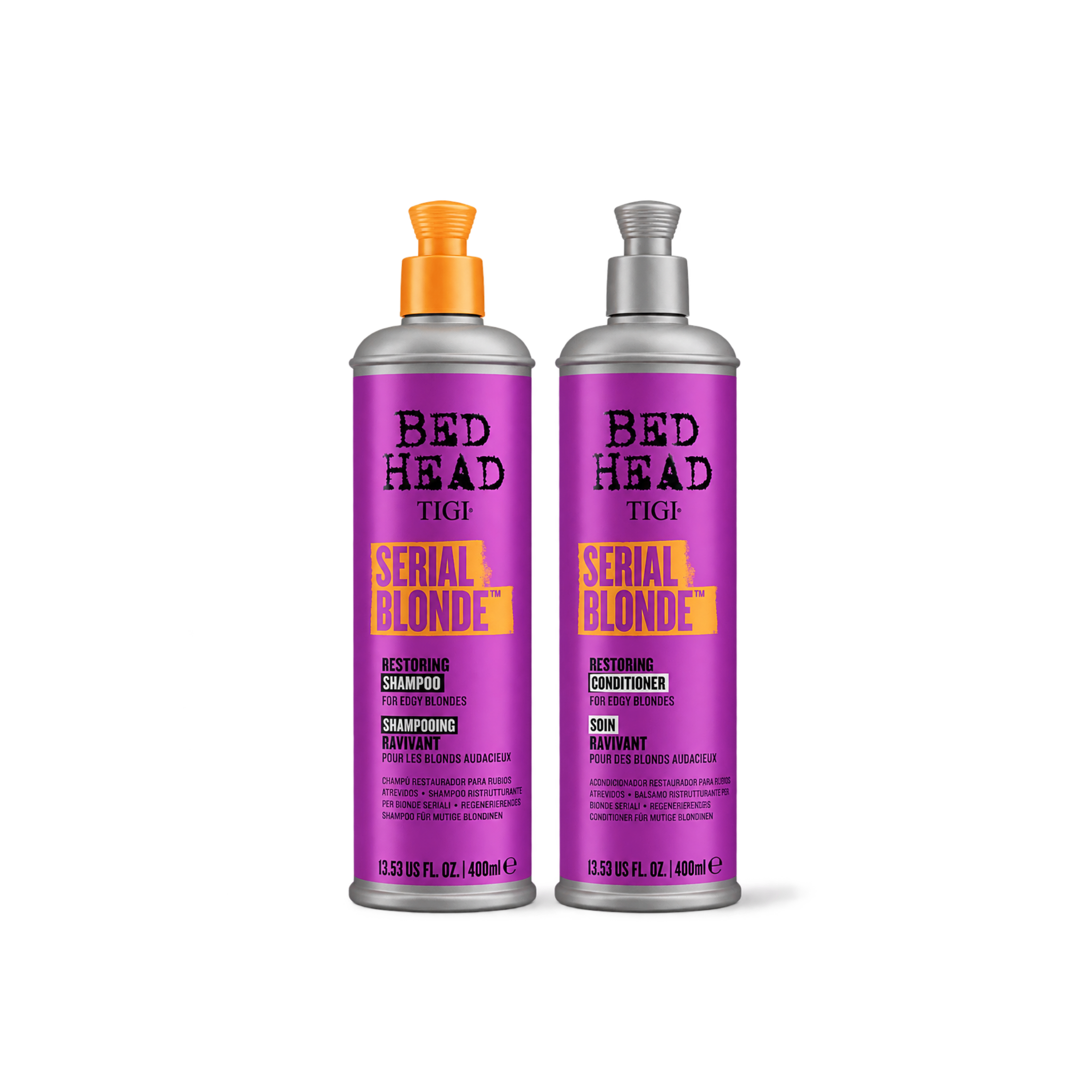 Pack Reparador Serial Blonde 400ml para cabellos rubios o decolorados shampoo y acondicionador