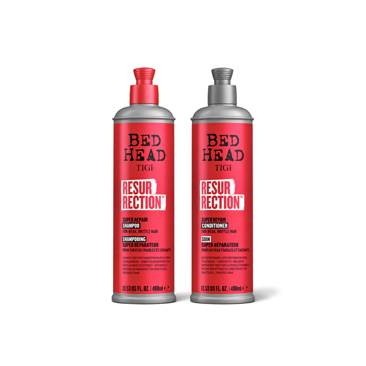 Pack Resurrection Tigi shampoo y acondicionador 400ml para cabellos maltratados