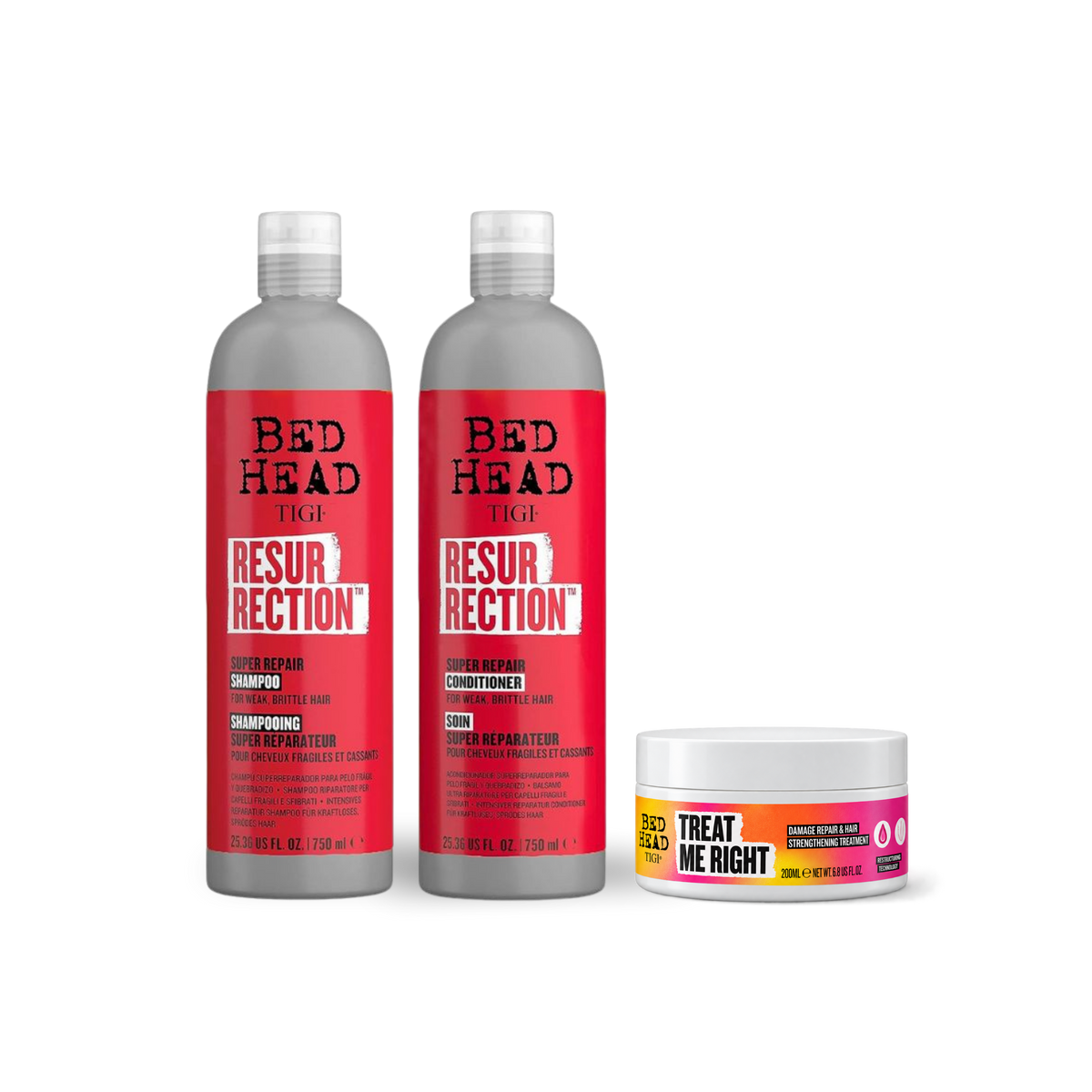 Pack Tigi Resurrection 750ml + Treat Me Right Mascarilla 200 ml | Reparación Intensiva para Cabello Dañado