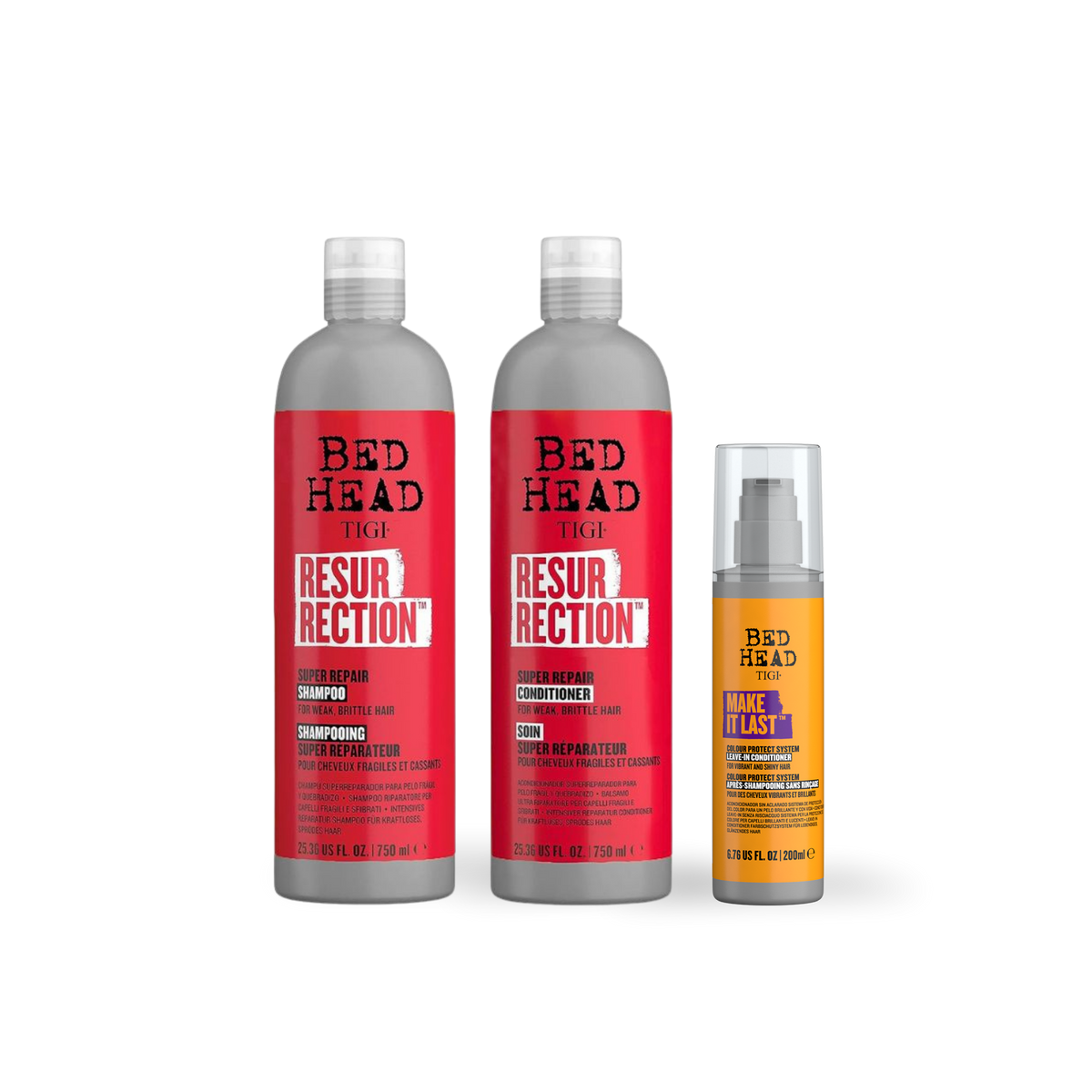 Pack Tigi Resurrection 750ml  + Make It Last 200 ml | Reparación Intensiva e Hidratación