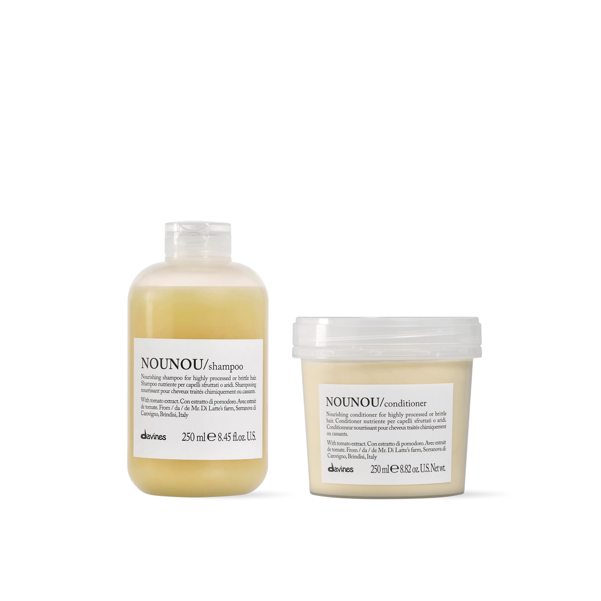Pack Davines Nounou Shampoo + Acondicionador 250 ml | Reparación e Hidratación para Cabello Dañado