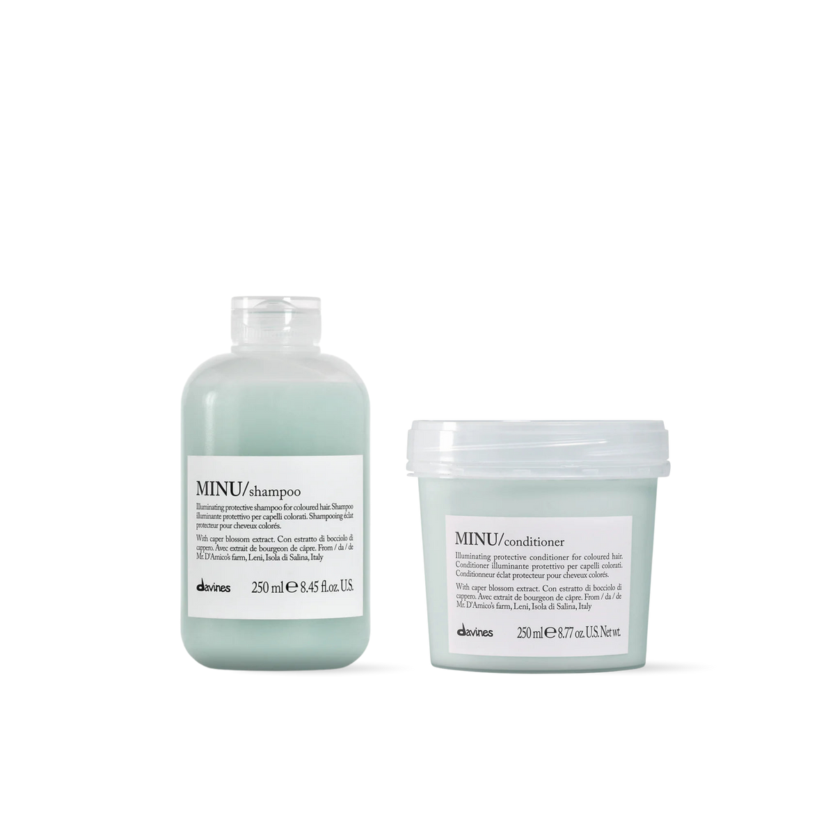 Pack Minu Davines Shampoo + Acondicionador 250 ml para Cabellos Teñidos
